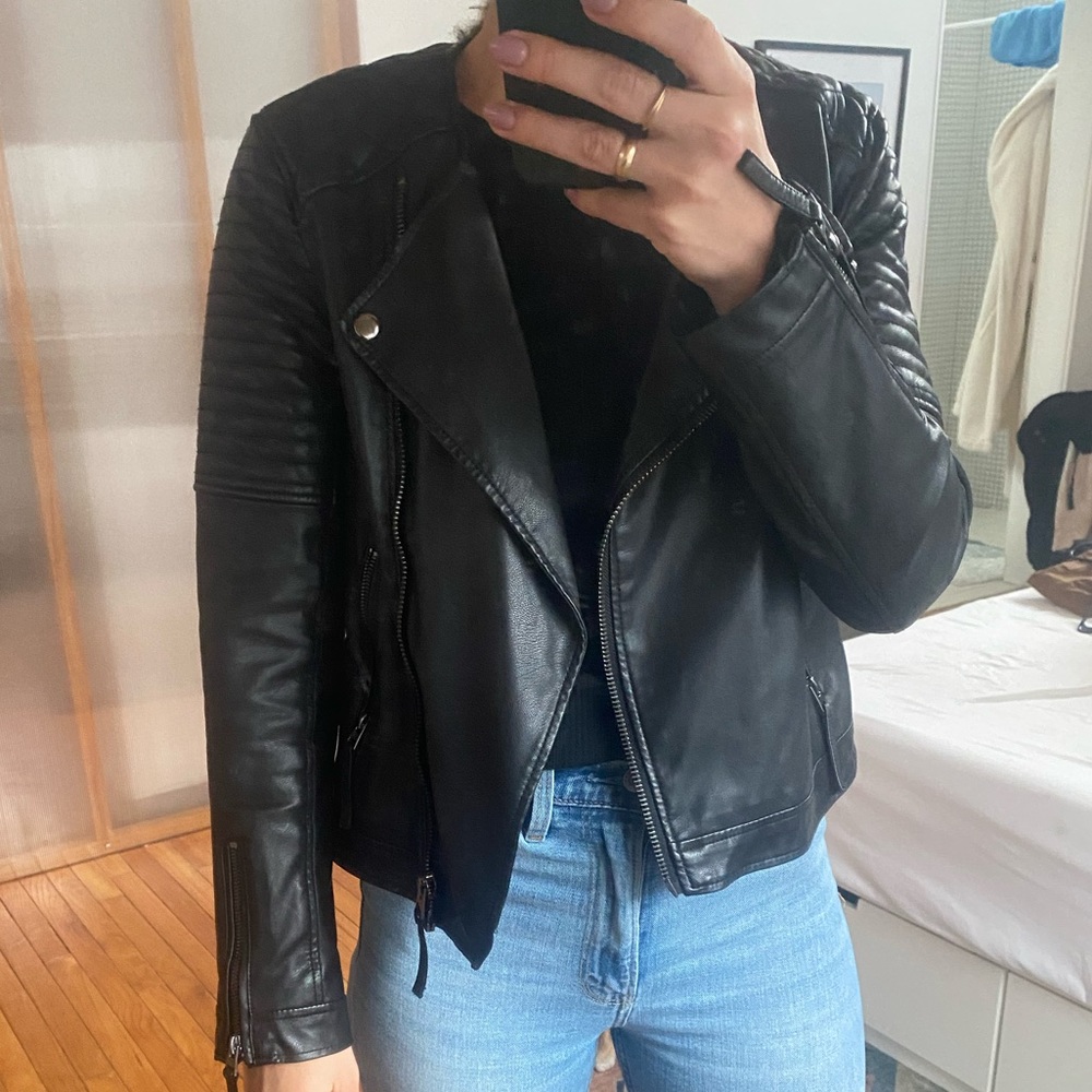 Topshop faux leather moto jacket